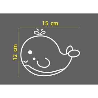 สติกเกอร์ ตัด รูป ปลาวาฬ น่ารัก  เลือกสี ได้ ขนาด 12 x 15 ซม. - Cute Cartoon Whale Sticker Decal  วัสดุ PVC กันน้ำ ทนแดด