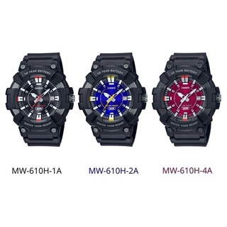 CASIO นาฬิกาข้อมือผู้ชาย สายเรซิ่น รุ่น MW-610H,MW-610H-1A,MW-610H-2A,MW-610H-4A