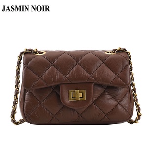 JASMIN NOIR Plaid Quilted Womens Sling Bag Retro Lock Messenger Bag Small Square Shoulder Bag