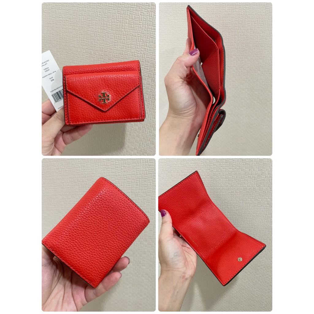 พร้อมส่ง 🔥Sale 2199🔥 สีแดงส้ม กระเป๋าสตางค์ 3 พับ Tory Burch Emerson Micro Wallet แบบเล็กกระทัดรัด เล็กพริกขี้หนูนะจ๊ะ