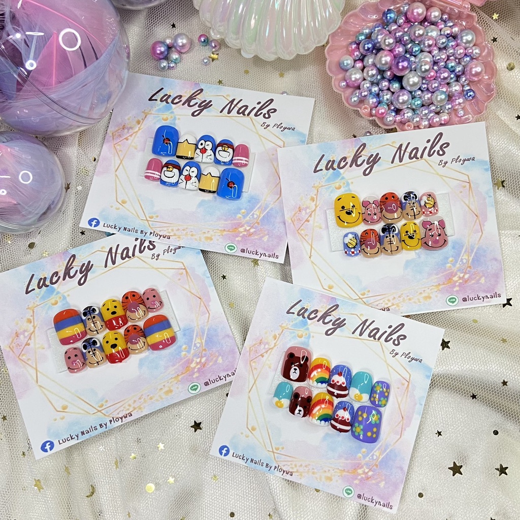 เล็บปลอม งานเพ้นท์หมีพูห์น่ารักๆ งานใหม่ทุกชิ้น Handmade​งานเจล​ %