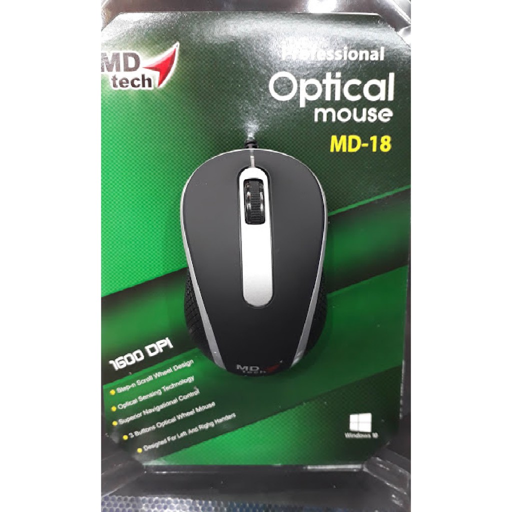 Md tech usb optical mouse md 18 blacksilver