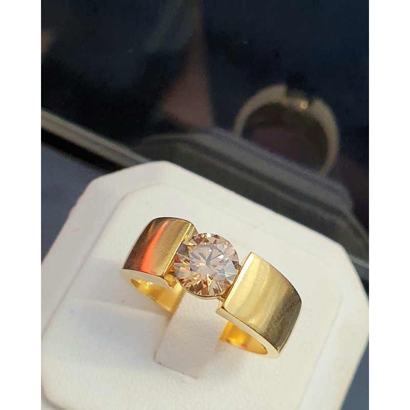 แหวนเพชรแท้สีน้ำตาลbrownDiamond70ตังvvs