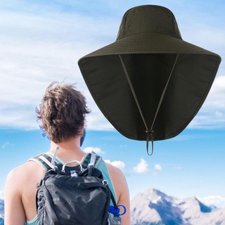 Unisex Bucket Hat Neck Cover Wide Brim Solid Sport Ear Neck Cover