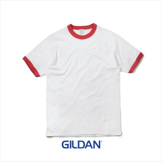 เสื้อกุ๊นแขน Gildan Ringer T-Shirt สีขาว-แดง