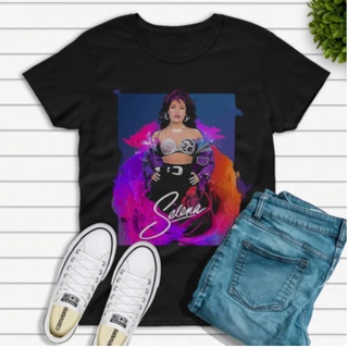 tshirtเสื้อยืดคอกลมฤดูร้อนเสื้อยืด พิมพ์ลาย Selena Quintanilla สีน้ํา สไตล์คลาสสิกSto4XL