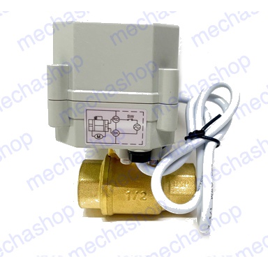 มอเตอร์วาล์วไฟฟ้าทองเหลือง 1/2นิ้ว 1นิ้ว AC220V Brass Motorized Ball Valve (จ่ายไฟเปิด ดับไฟปิด)