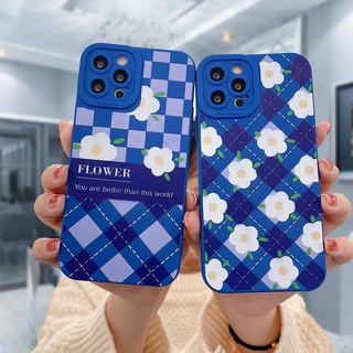 เคสลายสก๊อต ดอกไม้ สีพื้น Compatible For IPhone 11 11PRO 11PROMAX 12PRO 12 PRO MAX 13 13PRO PROMAX 6Plus 6SPlus 7Plus 8Plus 6 6S 7 8 Plus SE 2020 X XS XR XSMAX เคสไอโฟน เคสโทรศัพท์มือถือ ซิลิโคนนุ่ม