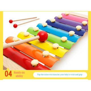 Xylophone เครื่องด่นตรี เคาะเปียโน ระนาดไม้ 8 โทน octave player hand knock piano musical เสียงสดไส ของเล่นเด็ก