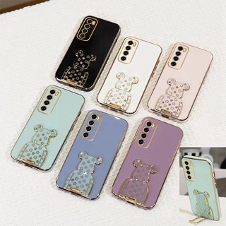 เคสโทรศัพท์มือถือ ป้องกันเลนส์ พร้อมขาตั้ง รูปหมี สําหรับ Xiaomi Mi 12 11 10 Lite 11t 10t Pro PocoPhone M4 M3 X3 NFC F3