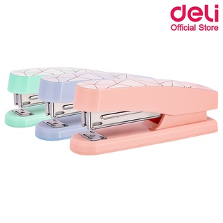 Deli 0402F Stapler เครื่องเย็บกระดาษลายหินอ่อนสีพาสเทล สุดน่ารัก เย็บได้ 25 แผ่น (คละสี 1ชิ้น) ที่เย็บ เครื่องเย็บกระดาษ