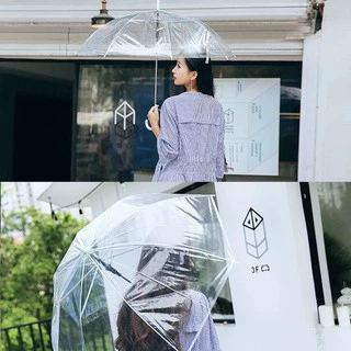 พร้อมส่ง!! ร่มใส สไตล์เกาหลี มีด้ามจับ ด้ามจับใหญ่พิเศษ!! พับได้ กันฝน พกพาสะดวก ร่มพับ ร่มสีใส