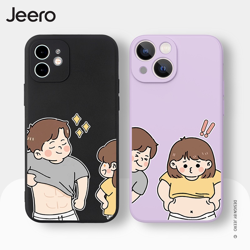 Jeero เคสคู่ เคสไอโฟน คู่รัก กันกระแทกซิลิโคนนุ่มการ์ตูนน่ารักตลก เคสโทรศัพท์ Compatible for iPhone 16 15 14 13 12 11 Pro Max SE 2020 X XR XS 8 7 Plus พลัส HFN124