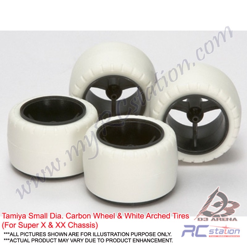Tamiya 15415 - JR Small Dia Carbon Wheels - พร้อมยางโค้งขาว[15415]