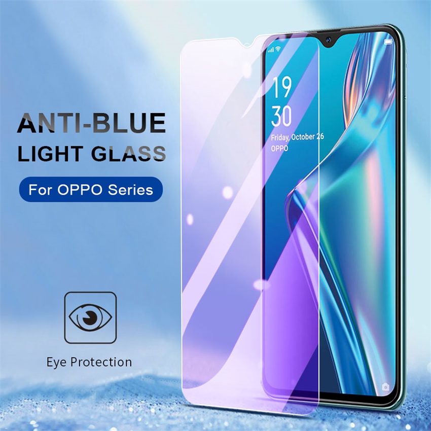 กระจกนิรภัยกันรอยหน้าจอ ป้องกันแสงสีม่วง สีฟ้า สําหรับ OPPO F5 F7 F9 F11 Pro A5 A7 A9 A3S AX5 A12 A5S AX5s A15 A15s A16 A16K A16e A17 A17K A12e A52 A54 A31 A32 A33 A53s A54 A55 A57 A72 A73 A74 A77 A83 A91 A92 A93 Reno 2 3 4 4F 5 7 8 8T