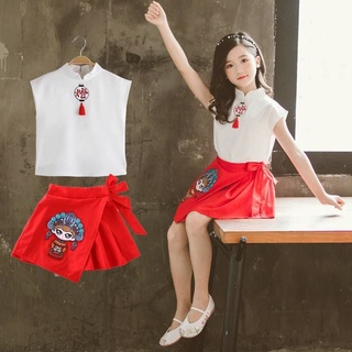 "พร้อมส่งในไทย" ชุดตรุษจีนเด็กหญิง "Chinese Girl Suit Set" (Size 120)