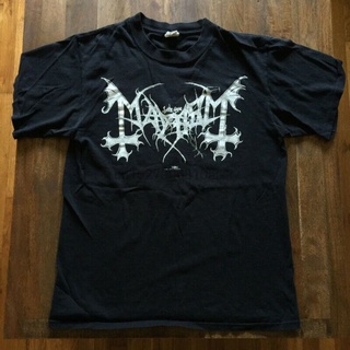 เสื้อยืดผ้าฝ้าย เสื้อยืด พิมพ์ลาย The True Mayhem สีดํา สไตล์วินเทจ