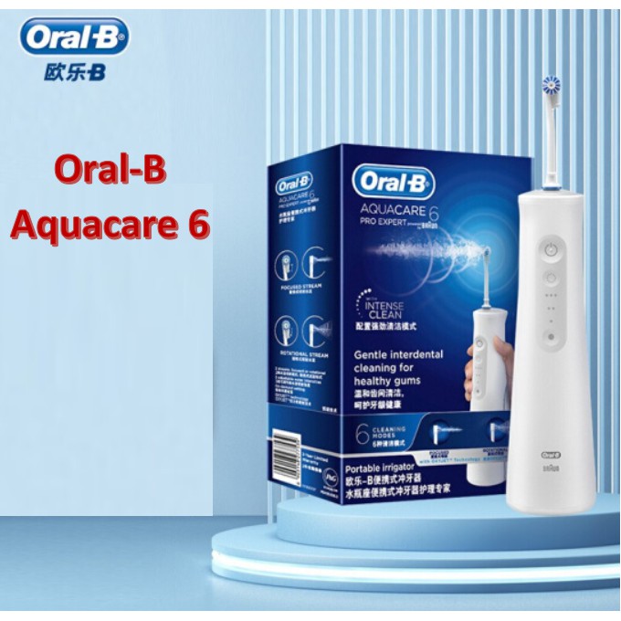 Oral-b Aquacare 6 Pro - Expert Water Flosser เครื่องชลประทานไร้สาย, เทคโนโลยี Oxyjet ที่ทัวร์ริ่ง และโหมดทําความสะอาด 6 โหมด