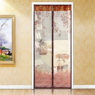 ผ้าม่านกันยุงเกรดA  ลายกรงนก สีน้ำตาล ขนาด90*210ซม.
