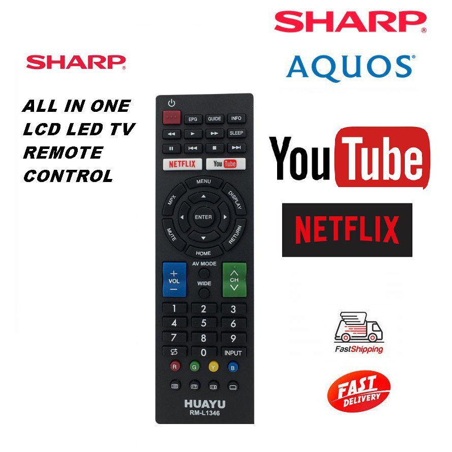 SHARP LCD/LED TV รีโมทคอนโทรล SMART 3D NETFLIX REPLACEMENT (RM-L1346) SHARP gb234wjsa
