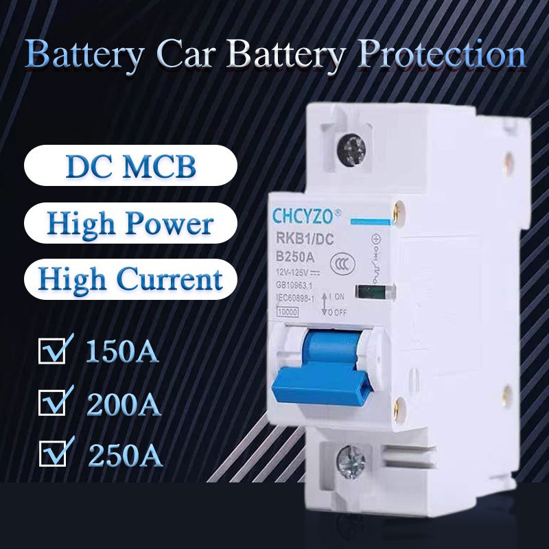 เบรกเกอร์ไฟฟ้า Dc 12V To 125V 150A 200A 250A Mini Mcb 1 เสาสําหรับรถยนต์ Mcb - รูปที่ 7