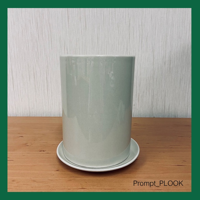 กระถางเซรามิก สไตล์มินิมอล สีขาว สีดำ สีขาวครีม เคลือบมัน ทรงกระบอกกลม - รูปที่ 5