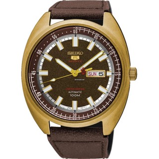 SEIKO SPORTS 5 Limited Edition Automatic สีทอง สายหนังน้ำตาล SRPB74K1