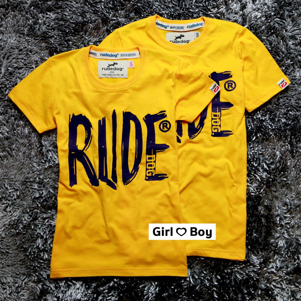 rudedog เสื้อคอกลม ชาย หญิง   รุ่น Brushสีเหลือง