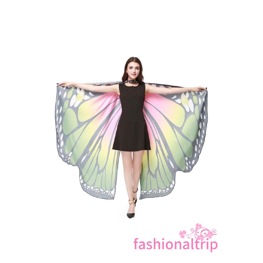 ผ้าพันคอยาว ผ้าชีฟอง ลายปีกผีเสื้อ หลากสีสัน สําหรับผู้หญิง - รูปที่ 5