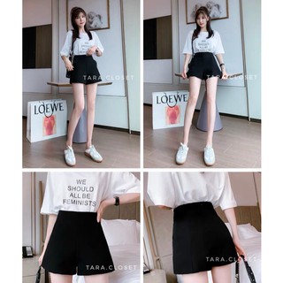 PB002 TARA Short pants กางเกงขาสั้น เอวสูง ซิปหลัง มีกระเป๋าข้าง ทรงคลาสสิค มีไซร์ S M L เนื้อผ้าบาร์บี้ ผ้าดี