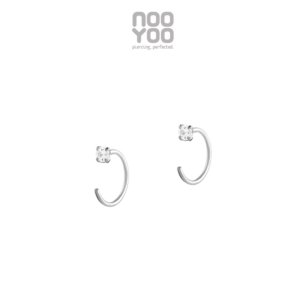 NooYoo ต่างหูสำหรับผิวแพ้ง่าย Crystal Open Claw Surgical Steel