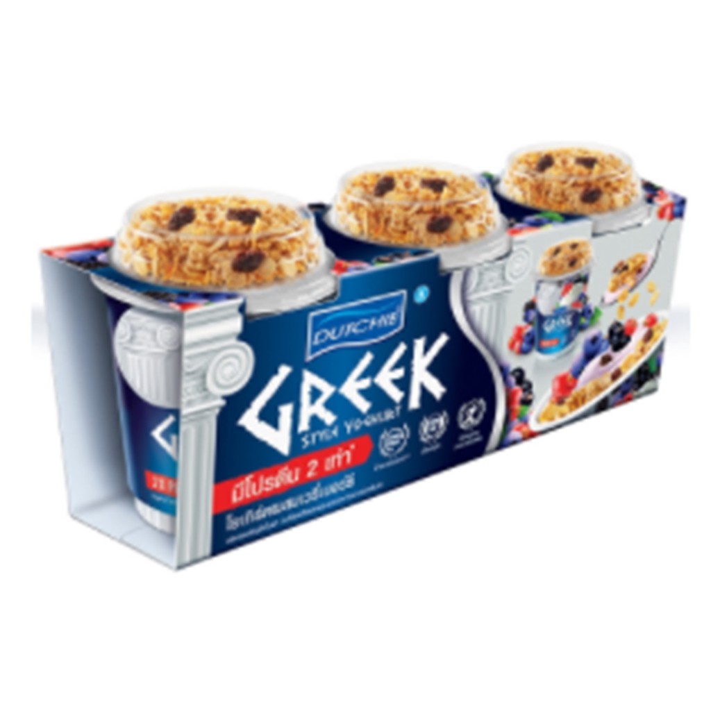 Dutchie Greek Style Yoghurt with Very berry 120g.Pack 3 ดัชชี่กรีกสไตล์โยเกิร์ตผสมเวรี่เบอร์รี่ 120กรัม แพค3
