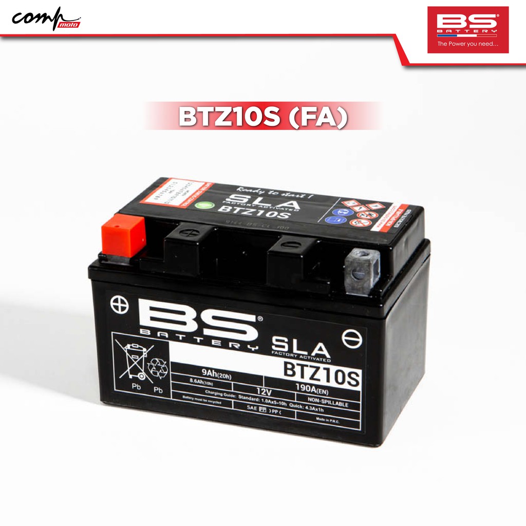 BS Battery SLA  BTZ10S (FA) แบตเตอรี่ มอเตอร์ไซค์ขนาด 7 แอมป์ ไม่ต้องเติมกรด พร้อมใช้งาน (ใช้ทดแทนYT