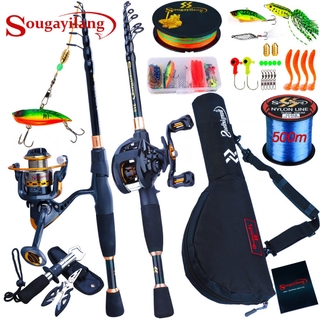 Sougayilang Fsihing Rod and Reel Set 1.8M-2.4M Spinning / Casting Rod with Spinning / Baitcasting Reel Full Sets Carrier Bag Fishing Line Lure Tool Combo Outdoor