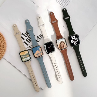 สายนาฬิกาข้อมือ หนังแท้ ขนาดเล็ก แฟชั่นเรียบง่าย สําหรับ apple watch