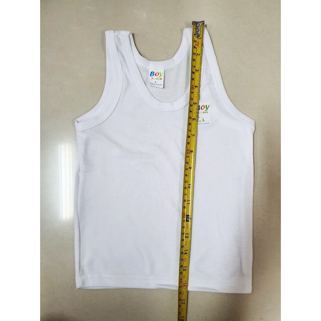 6 ตัว เสื้อกล้าม เด็กนักเรียน 2-14 ปี สีขาว Size L - 9L ผ้ายืดเนื้อนิ่มเรียบ เบาสบาย Boy - รูปที่ 3