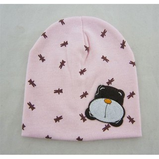 P100 หมวกเด็ก เด็กทารก ลายการ์ตูน ลายหมี  สีชมพู Baby Hat