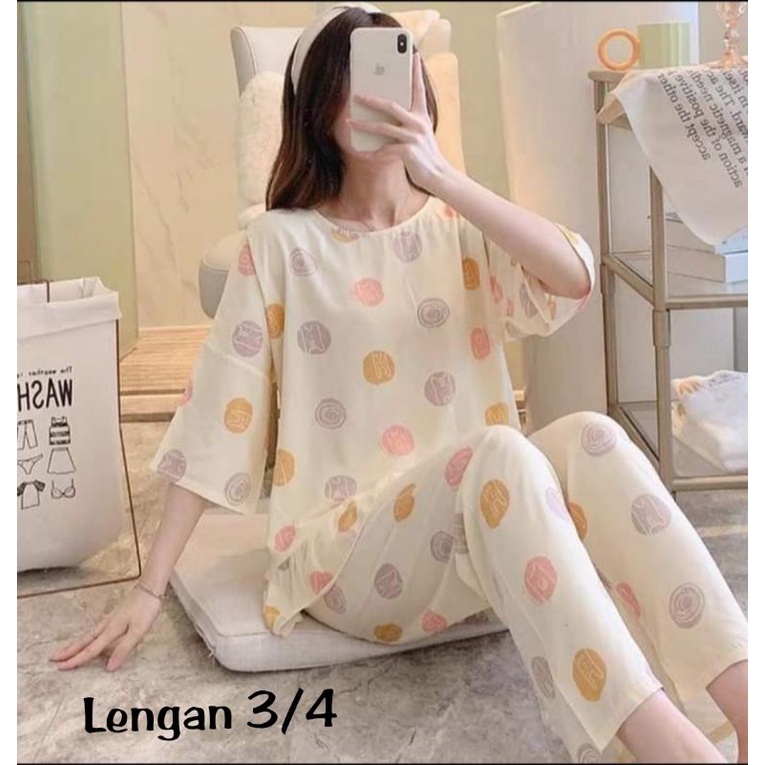 BABYDOLL RUFFLE 3/4 SLEEVE LONG PANTS