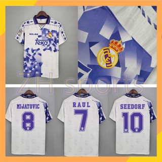 เสื้อกีฬาแขนสั้น ลายทีมชาติฟุตบอล Real Madrid 1996 1997 96 97 Real Madrid MIJATOVIC 8 RAUL 7 SEEDORF 10 ชุดเยือน