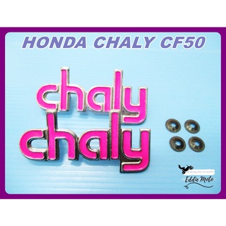 HONDA CHALY CF50 BODY EMBLEM "ALUMINIUM" "PINK" DACAL SET  // โลโก้ติดตัวถัง HONDA CHALY CF50 สีชมพู สินค้าคุณภาพดี