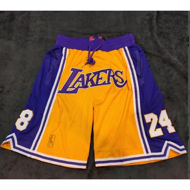 Lakers James NBA กางเกงบาสเก็ตบอล 76 คน สีเหลือง สีฟ้า