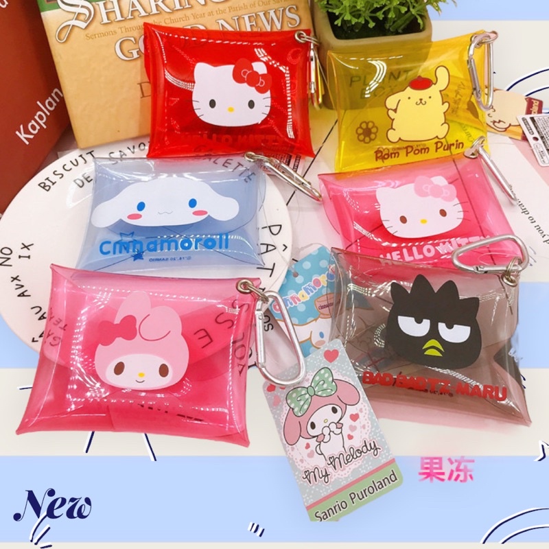 กระเป๋าสตางค์ ใส่เหรียญ PVC มีกระดุม สีใส ใส่ลิปสติก ลายน่ารัก - รูปที่ 2