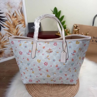 COACH CITY TOTE IN SIGNATURE CANVAS WITH MYSTICAL FLORAL PRINT