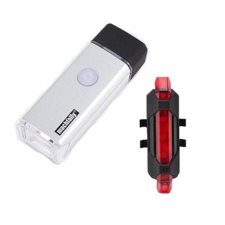 ไฟหน้า Machfally USB Aluminium Light 180 Lumens + ไฟหลังจักรยาน Rapid X (สีแดง)