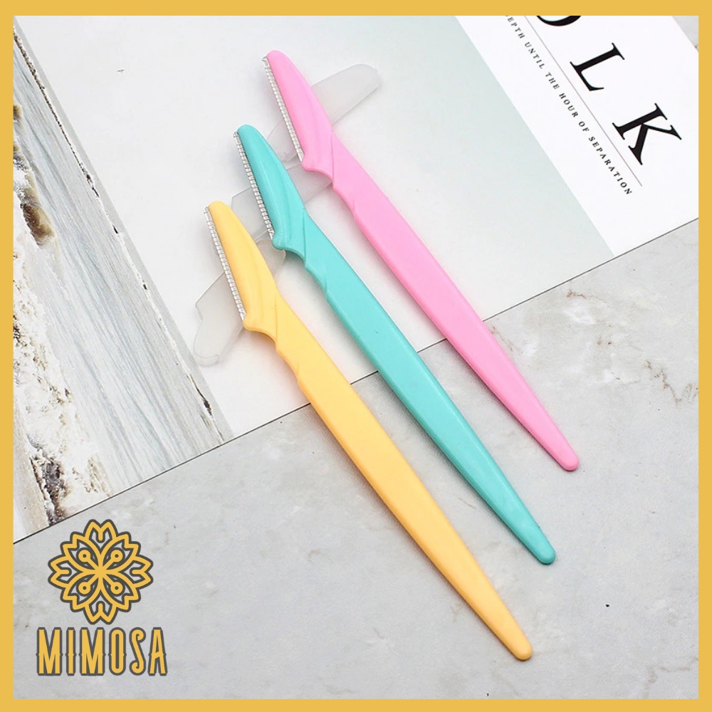 MIMOSA มีดกันคิ้วด้ามจับยาว มีดโกน คมกริบ คละสี กันจอน ใบมีดสำหรับกันคิ้ว อุปกรณ์เสริมความงาม