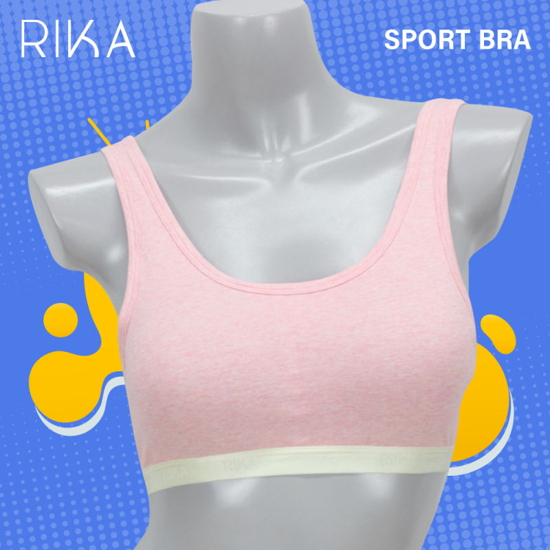 RIKA SPORT BRA   FV1C02 สปอร์ต บรา บราสวมหัว เสื้อผ้า แฟชั่น ไร้โครงกดเจ็บ  เสริมฟองน้ำ   ผ้าคอตตอน