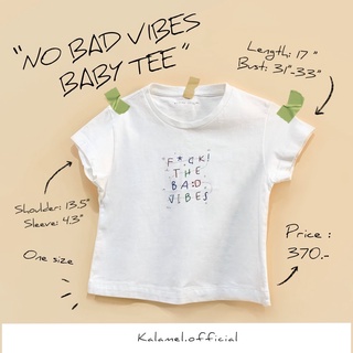 เสื้อยืด baby tee | No bad vibes baby tee ผ้าดีลายน่ารักมาก เสื้อยืดผู้หญิง เสื้อcotton100