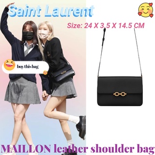 แซงต์โลรองต์  Saint Laurent  ysl  MAILLON กระเป๋าสะพายหนังเรียบ/กระเป๋าผู้หญิง/กระเป๋าสะพายข้าง/กระเป๋าสะพายโซ่/รูปแบบล่