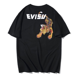 New Evisu Tiger Monogram เสื้อยืดคอกลม แขนสั้น สําหรับผู้ชาย