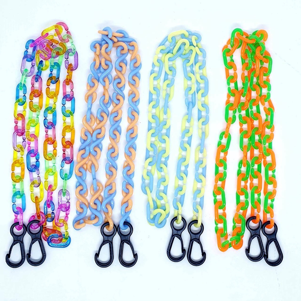 โซ่หมากเก็บ โซ่พลาสติกตัวซี (แถม ตะขอร้อยแมส 3 คู่ )ขนาดเล็ก สีใส แยกสี 670 pcsต่อกันยาว 8.40 เมตร - รูปที่ 6